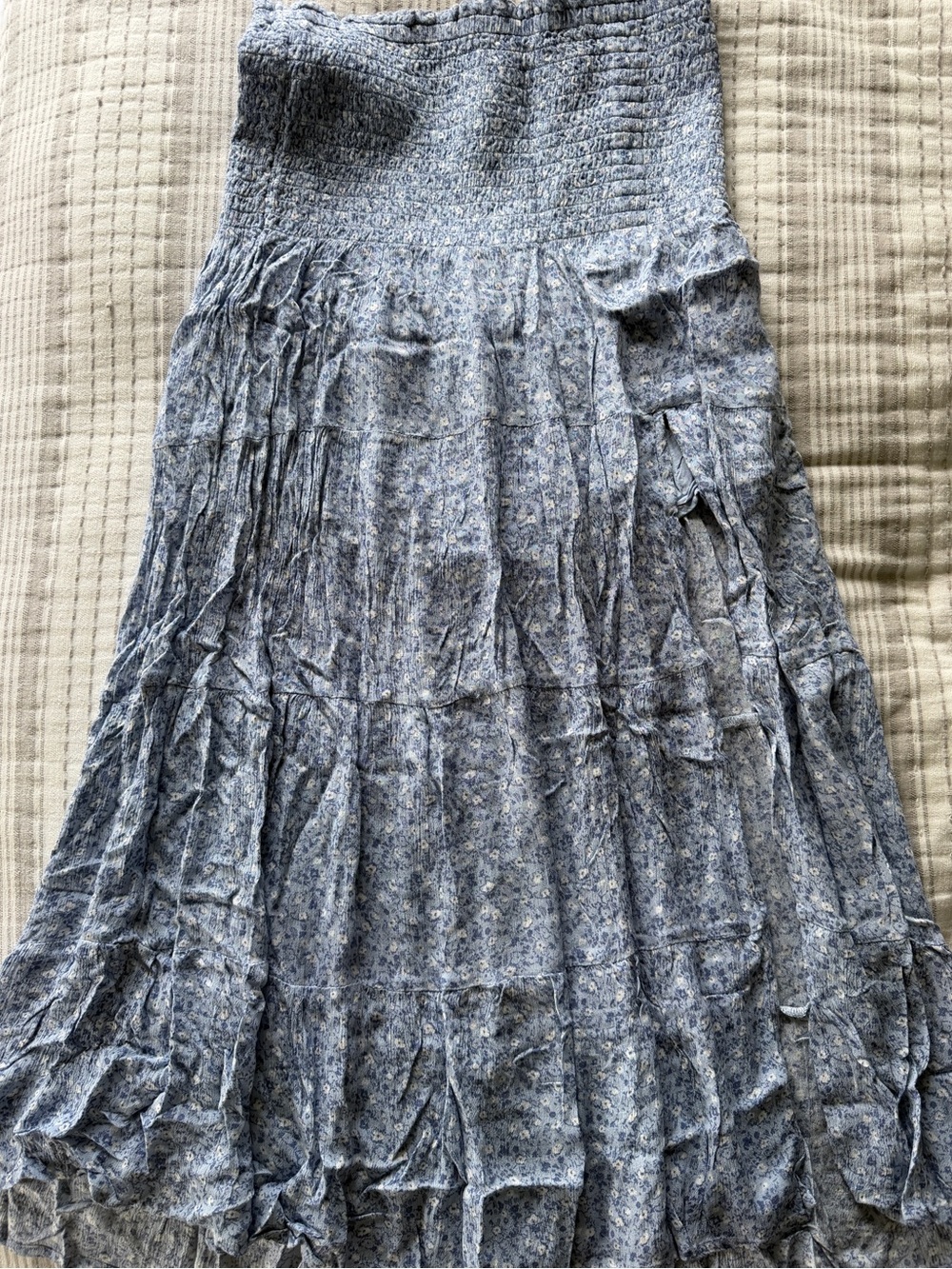 Abercrombie & Fitch Floral Smocked Slit Midi Skirt